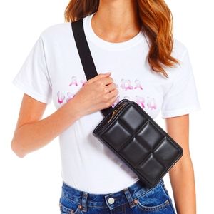 Amanda Uprichard Belt Bag, black, adjustable size.
